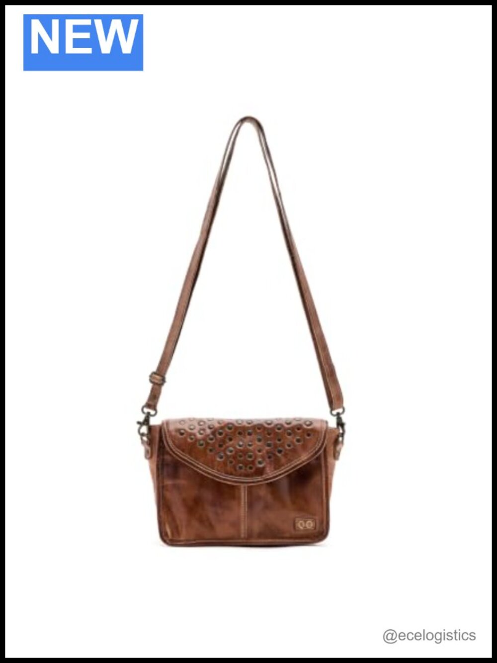 Vegetable-Tanned Leather Crossbody Bag with Stud Details